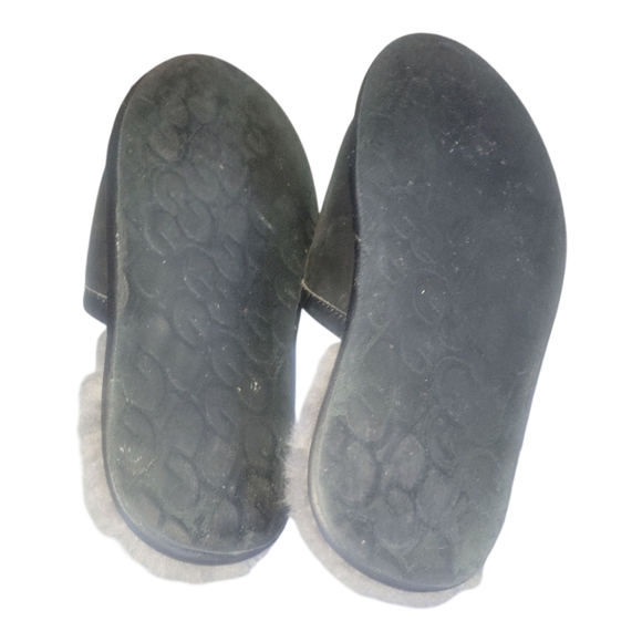 UGG Black Scuff Sheepskin Full Grain Leather Slippers Sz 8 - Picture 4 of 8